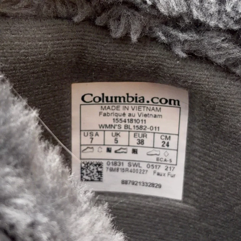 Columbia Winter Boots Women 7 Black Maiden II Quilted Waterproof Faux Fur Trim